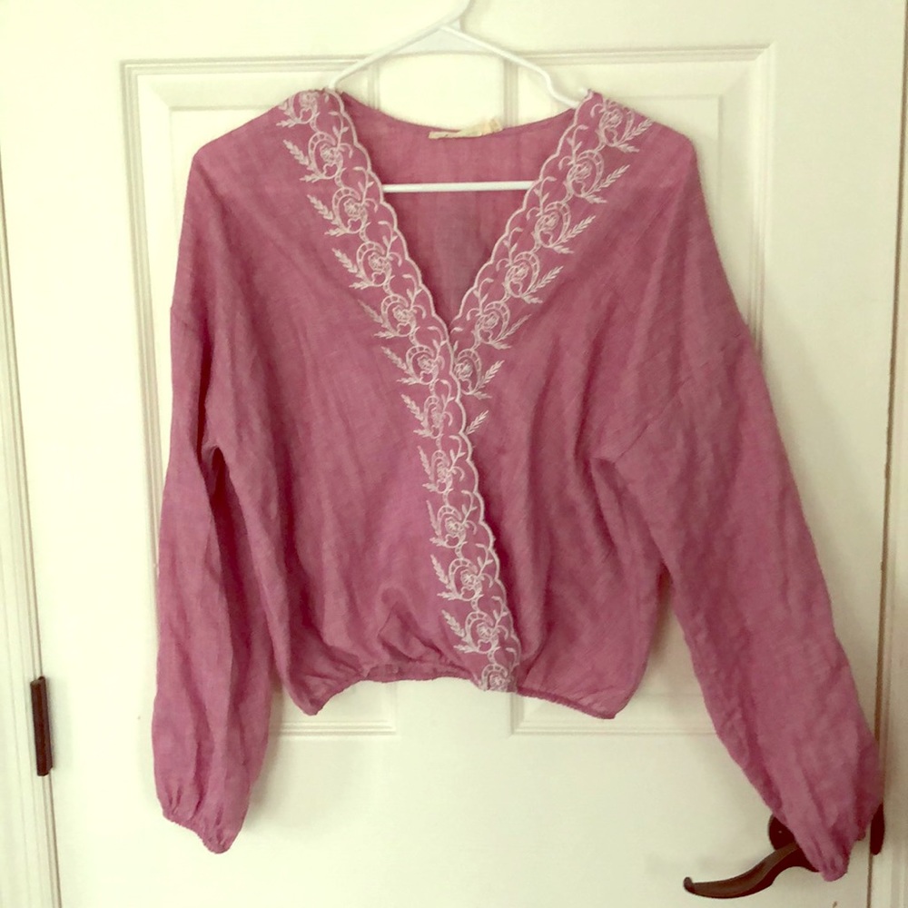 Chloe & Katie pink embroidered top